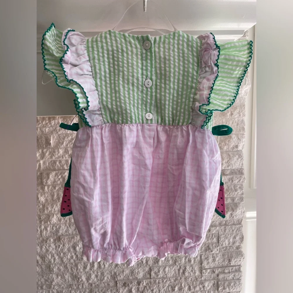 Little Bear Smocks Watermelon Bubble Romper – Baby Girl 6 Months